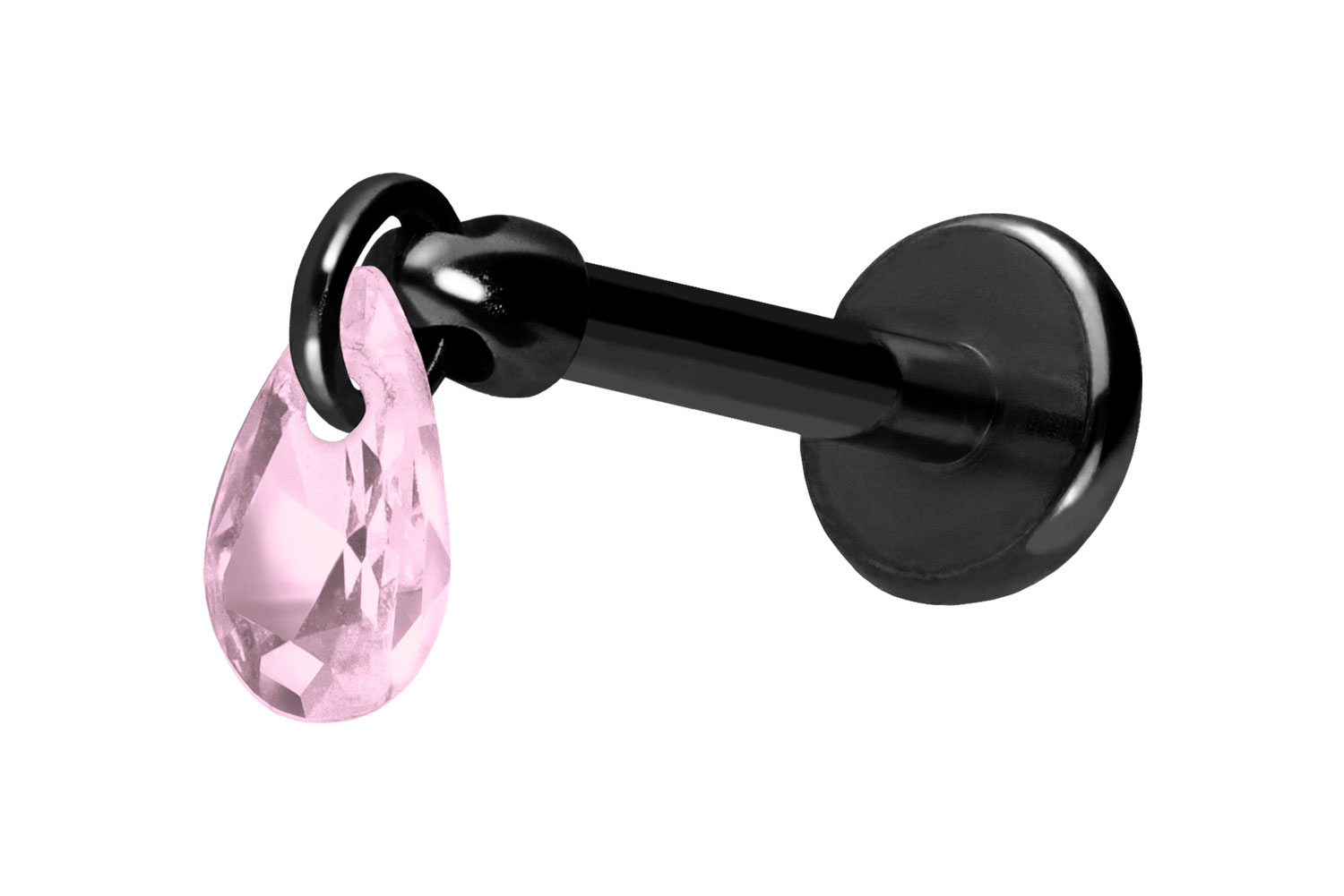 Titan Labret Piercing mit Push Fit KRISTALLTROPFEN